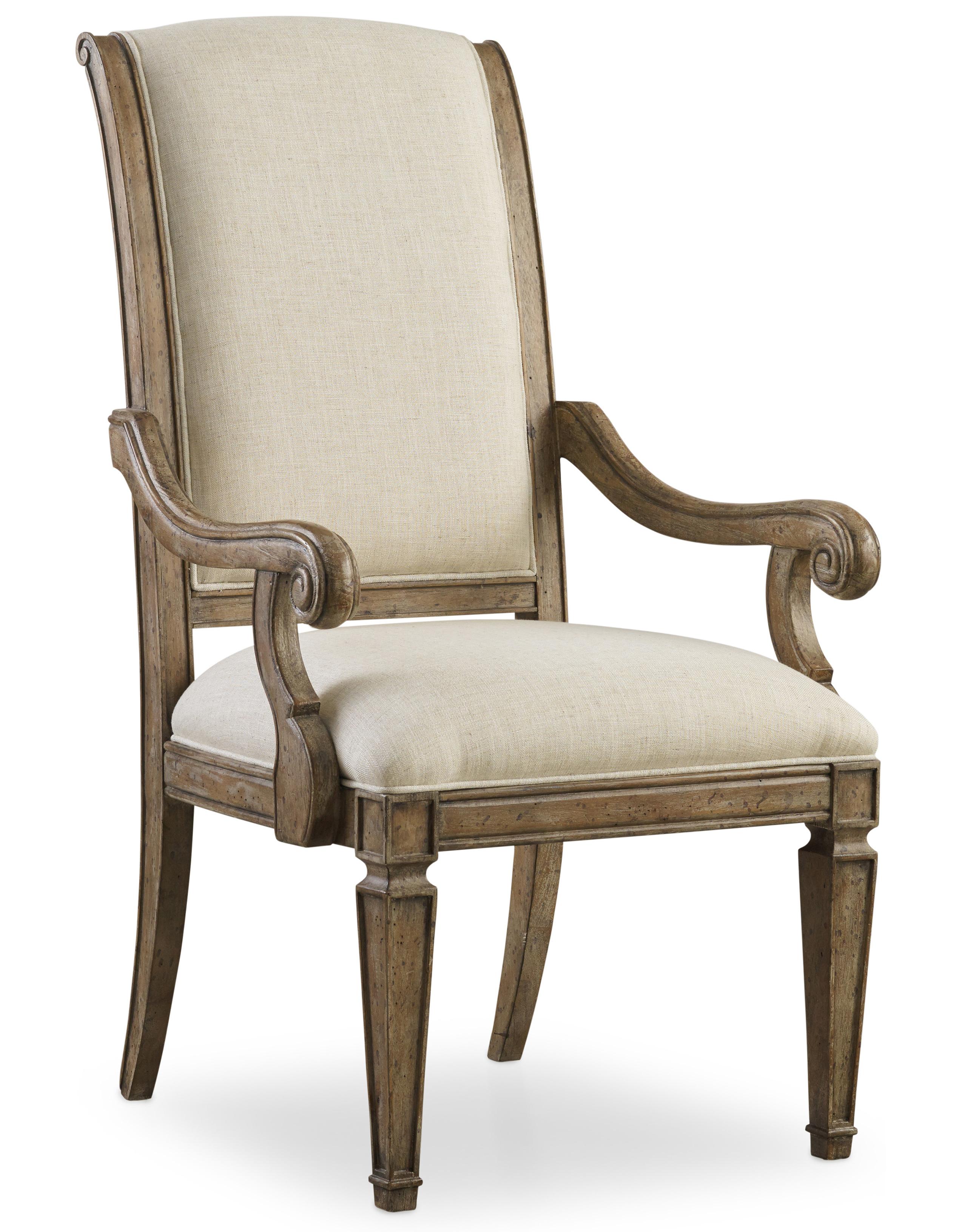 Hooker Furniture Solana 5291 75500 Upholstered Arm Chair With Scroll Arms Upper Room Home Furnishings Dining Arm Chairs