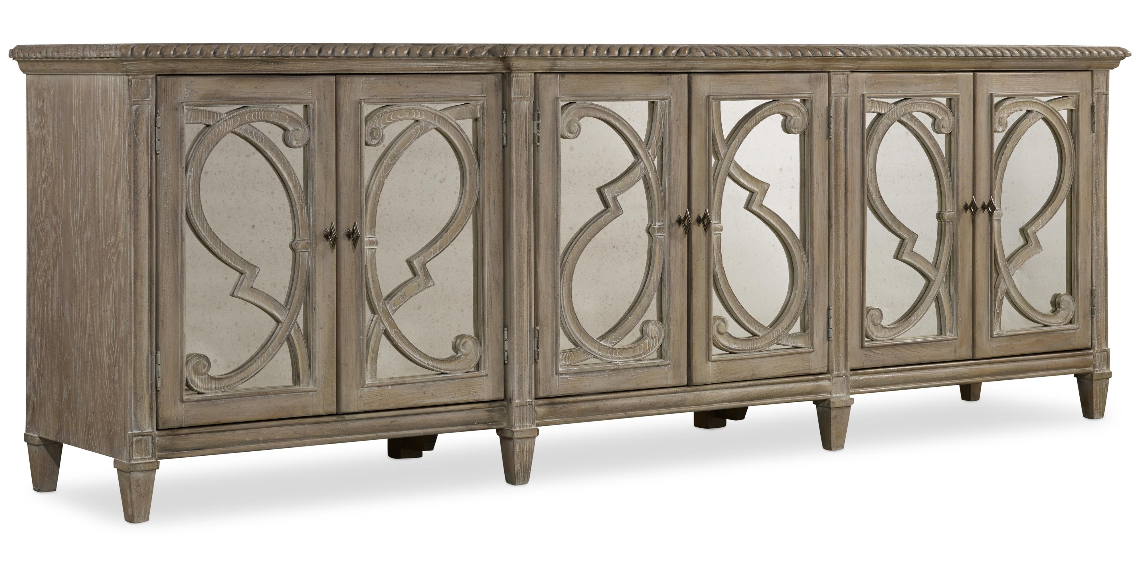 Hooker Furniture Solana Console With 6 Glass Doors And Decorative