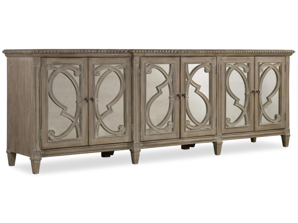 Hooker Furniture Solana Console With 6 Glass Doors And Decorative