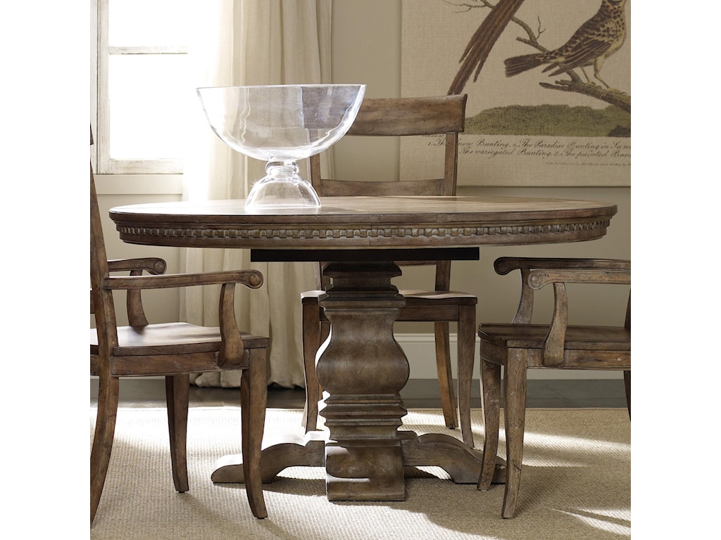 Hooker Furniture Sorella Round Dining Table With Pedestal Base And