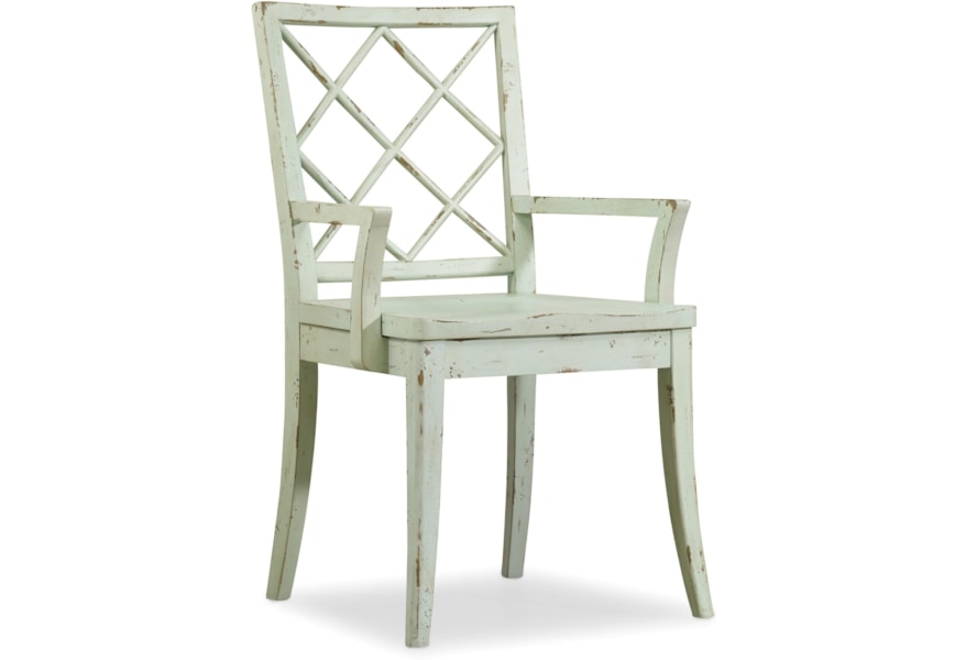Hooker Furniture Sunset Point Casual Cottage Coastal X Back Arm Chair Zak S Home Dining Arm Chairs
