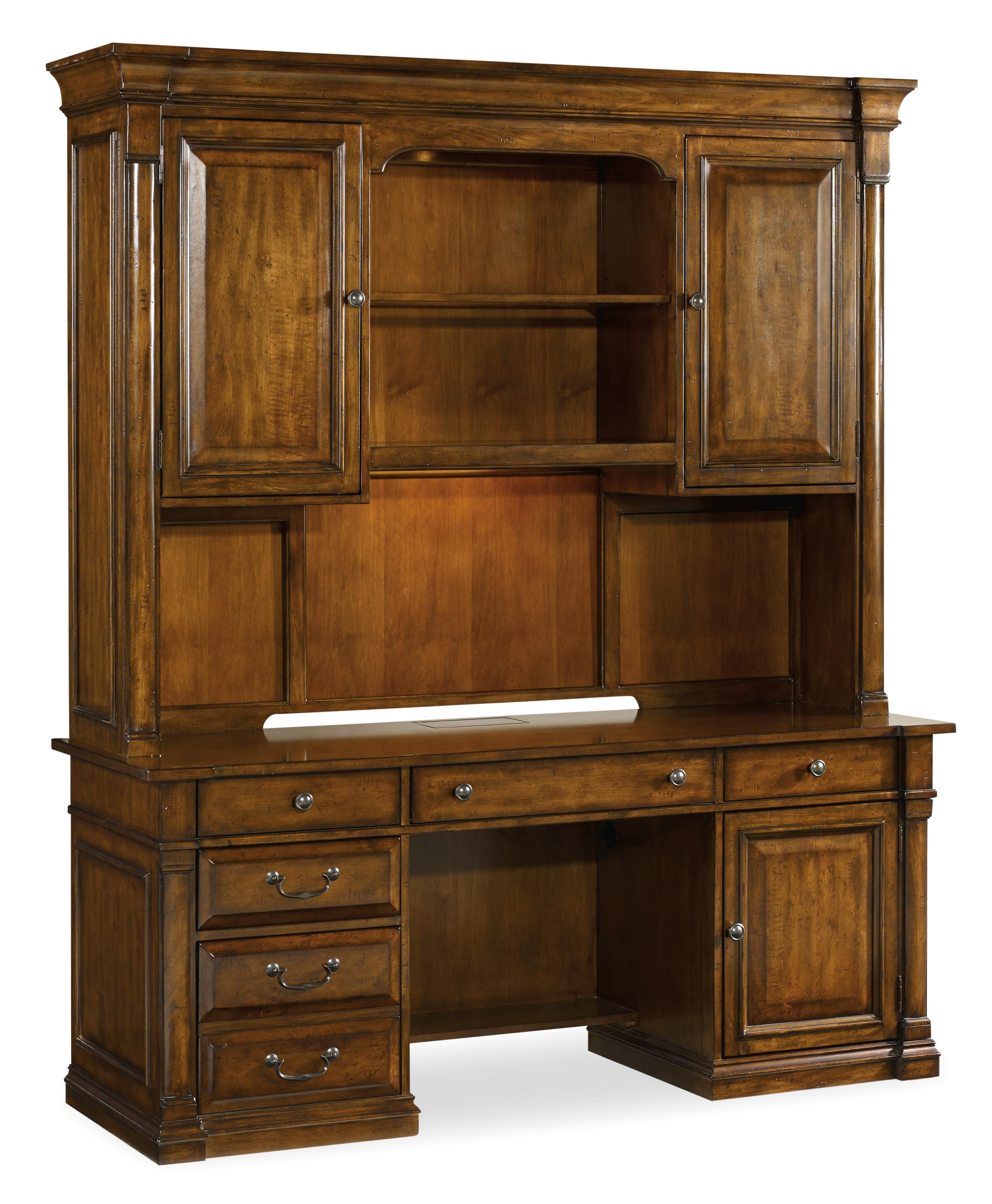 Hooker Furniture Tynecastle Traditional Computer Credenza And Hutch Zak S Home Desk Hutch Sets