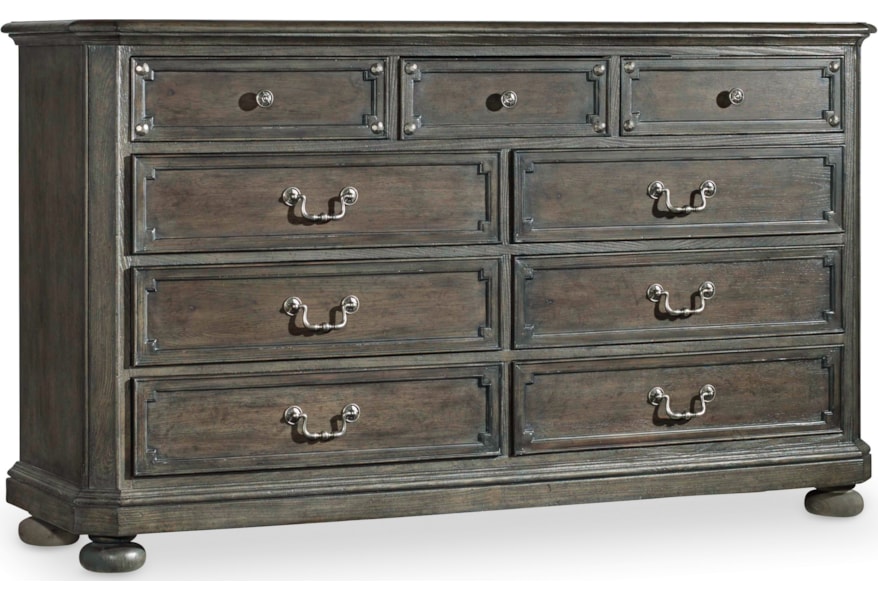 Hooker Furniture Vintage West 9 Drawer Dresser With Bail Pull