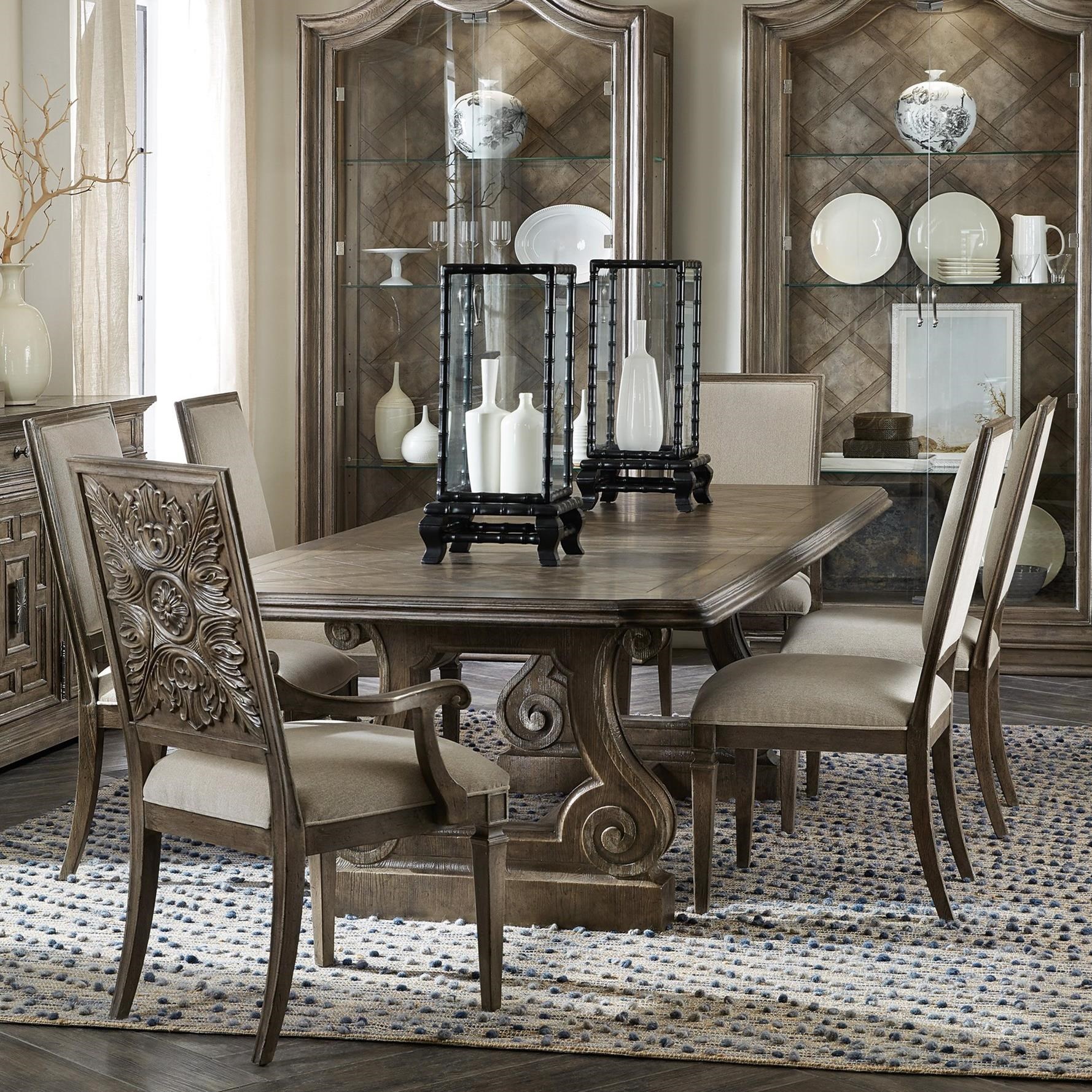 Hooker Furniture Woodlands Traditional Trestle Dining Table With 2 22in Leaves Belfort Furniture Dining Tables