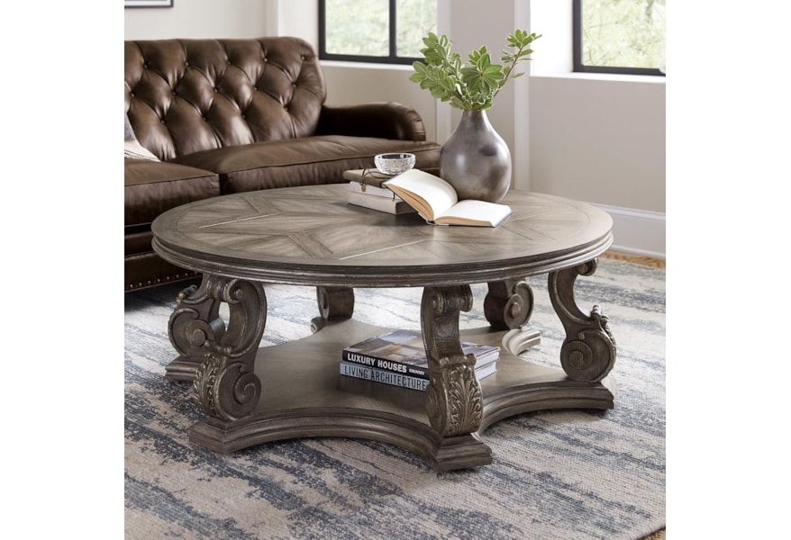 Hooker Furniture Woodlands Traditional Round Cocktail Table With