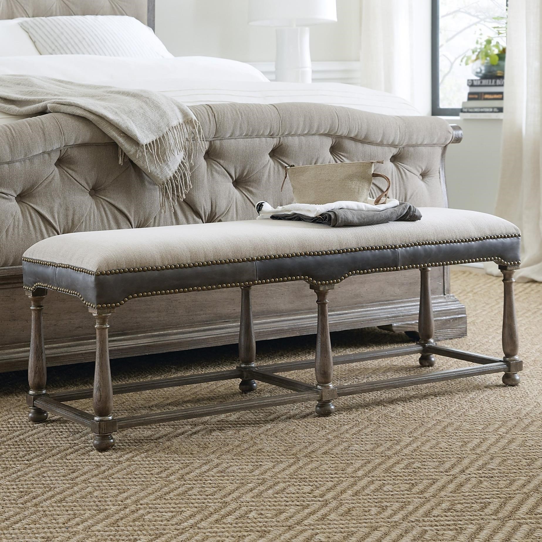 Hooker Furniture Woodlands 5820 90019 84 Traditional Bed Bench Dunk Bright Furniture Upholstered Benches