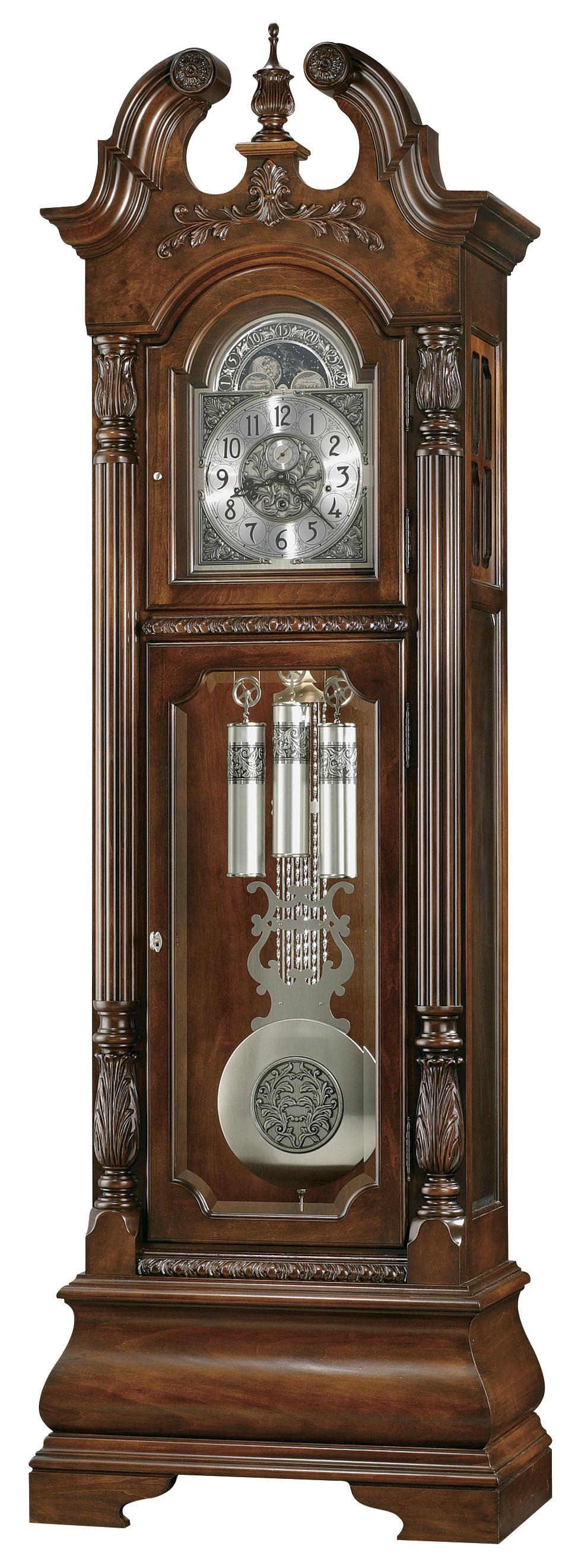 Stratford Grandfather Clock with Decorative Vine and Shell Overlay