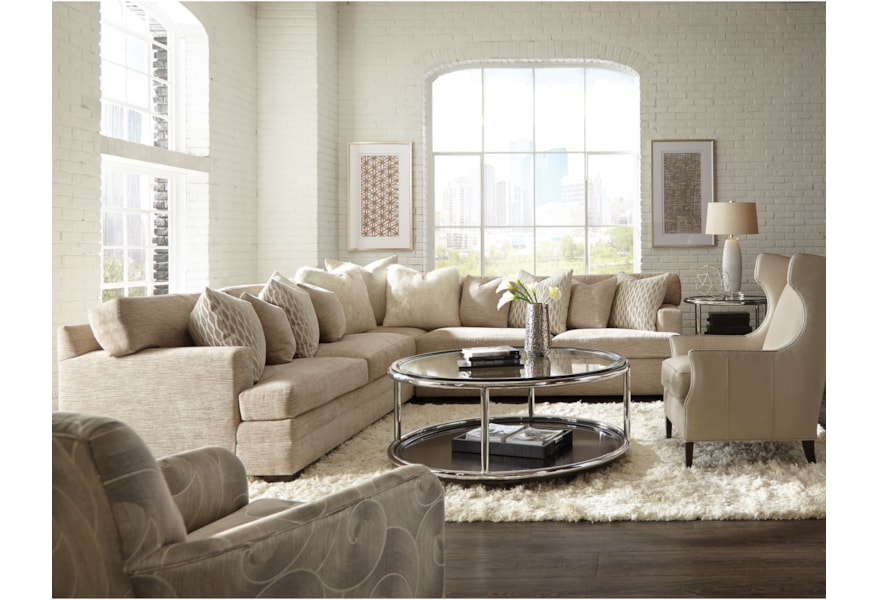 Huntington House 7100 Contemporary L Shape Sectional With Track Arms And Boxed Back Cushions Baer S Furniture Sectional Sofas