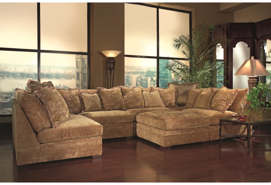 Huntington House 7100 Godfrey Contemporary Sectional Sofa With Accent Pillows Belfort Furniture Sectional Sofas
