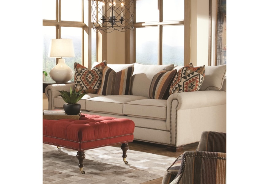 Huntington House 7100 Godfrey Roll Arm Fabric Sofa Belfort Furniture Sofas