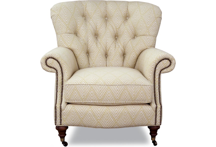 Huntington House 7366 Traditional Upholstered Chair With Tufted Back Nail Head Trim And Casters Belfort Furniture Upholstered Chair