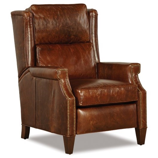 Huntington House 8110 Transitional High Leg Recliner With Wing Back And Nailhead Studs Belfort Furniture High Leg Recliners