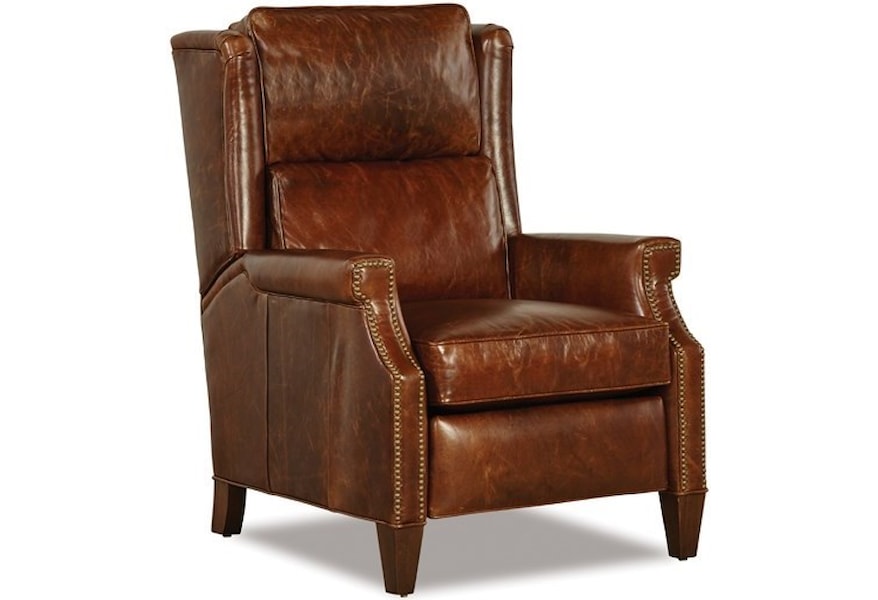 Huntington House 8110 Transitional High Leg Recliner With Wing Back And Nailhead Studs Belfort Furniture High Leg Recliners