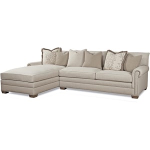 Grey Tufted Sectional With Nail Head Trim Total Rooms