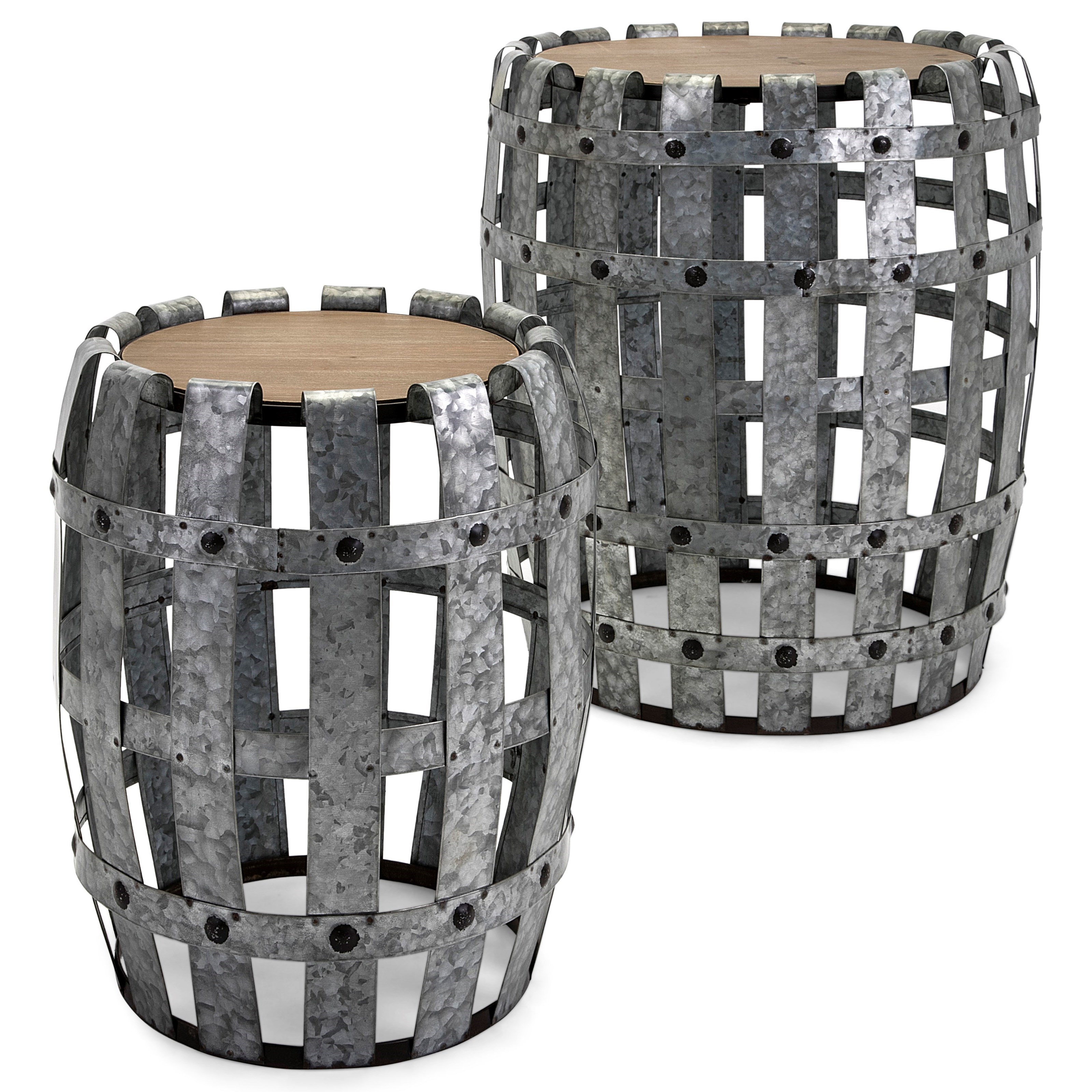 Imax Worldwide Home Accent Tables And Cabinets 14091 2 Moxly Galvanized Tables Set Of 2 Corner Furniture End Tables