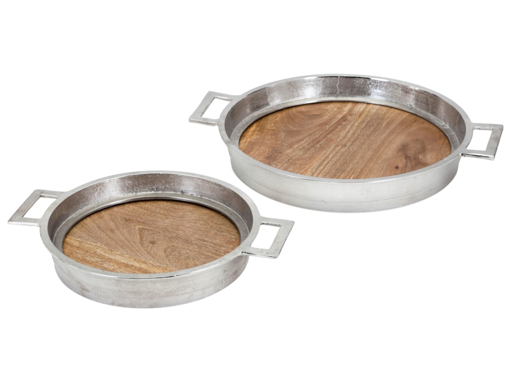 Imax Worldwide Home Trays Plates And Platters 14343 2 Brice Wood Imax Worldwide Home Trays Plates And Plattersbrice Wood Aluminum Set Of