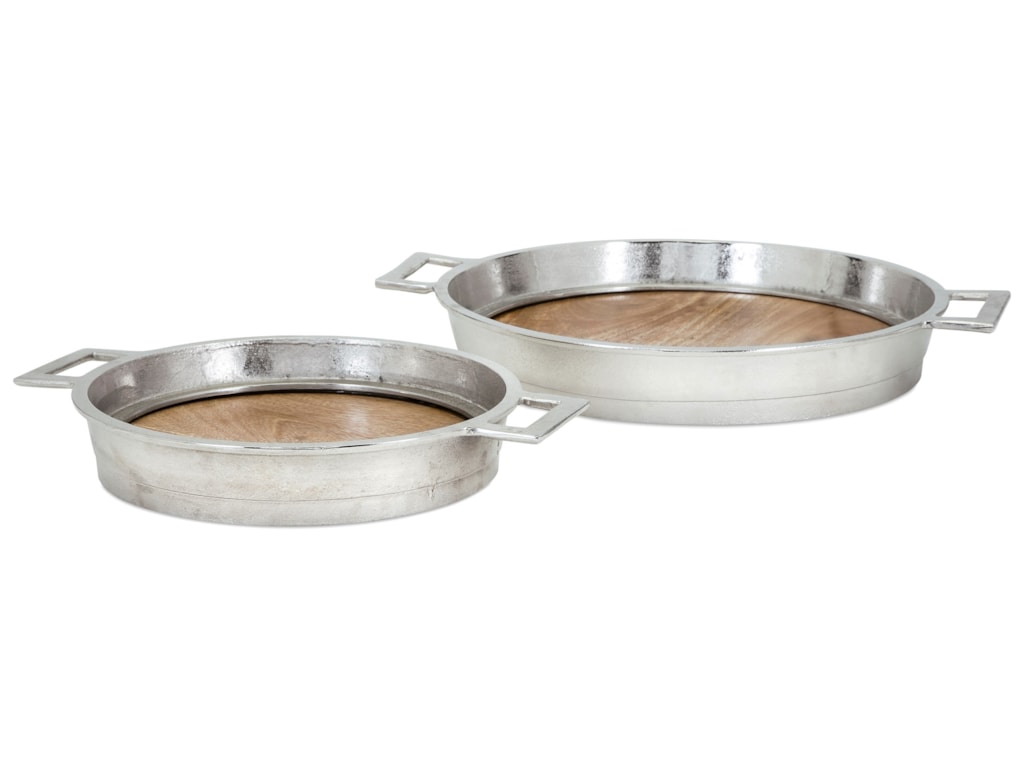Imax Worldwide Home Trays Plates And Platters 14343 2 Brice Wood Imax Worldwide Home Trays Plates And Plattersbrice Wood Aluminum Set Of
