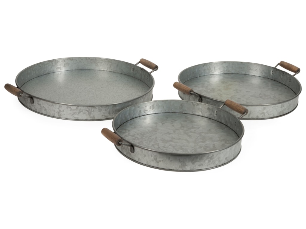 Imax Worldwide Home Trays Plates And Platters Galvanized Round Imax Worldwide Home Trays Plates And Platters Galvanized Round Set Of 3