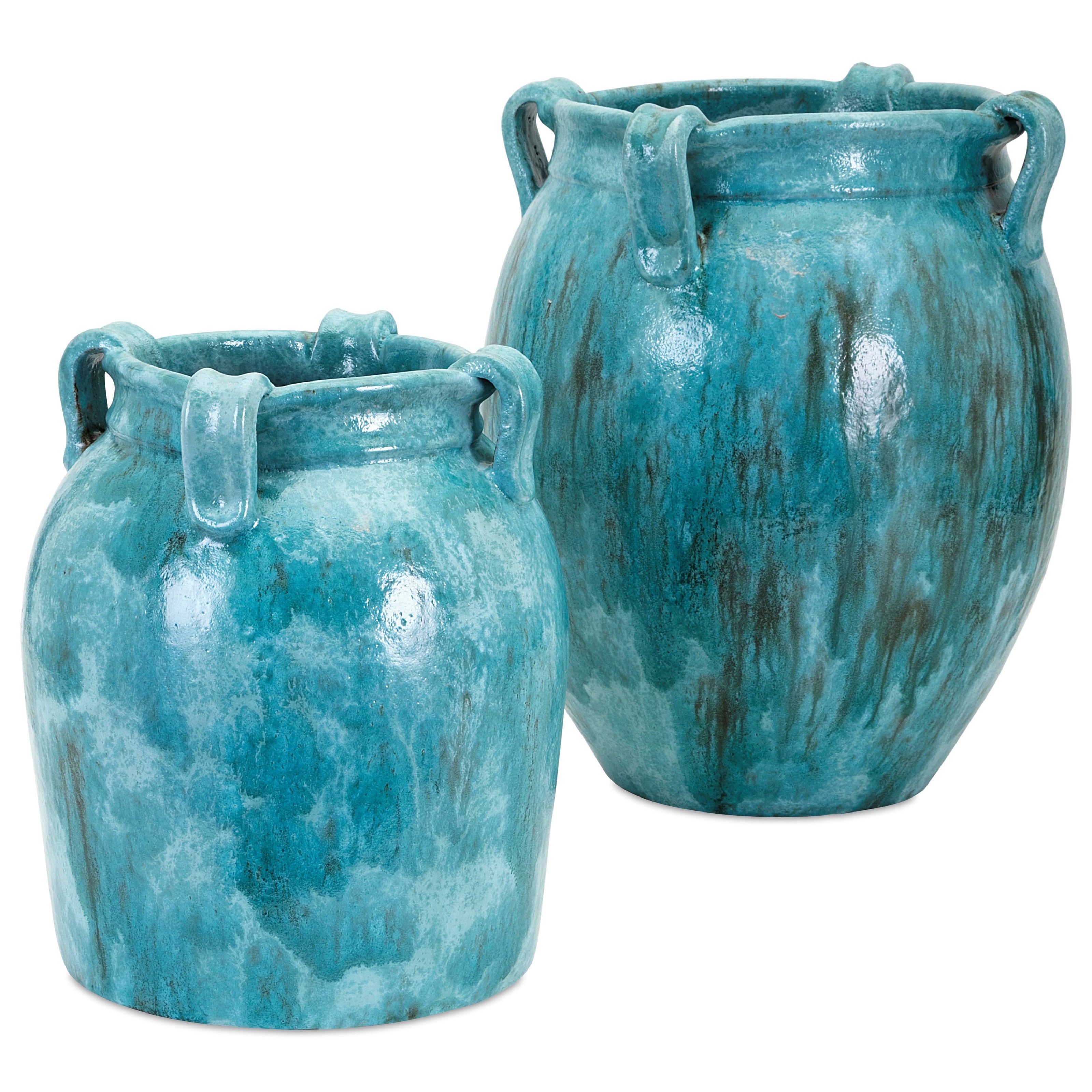Imax Worldwide Home Vases 10571 Castine Large Teal Vase Corner