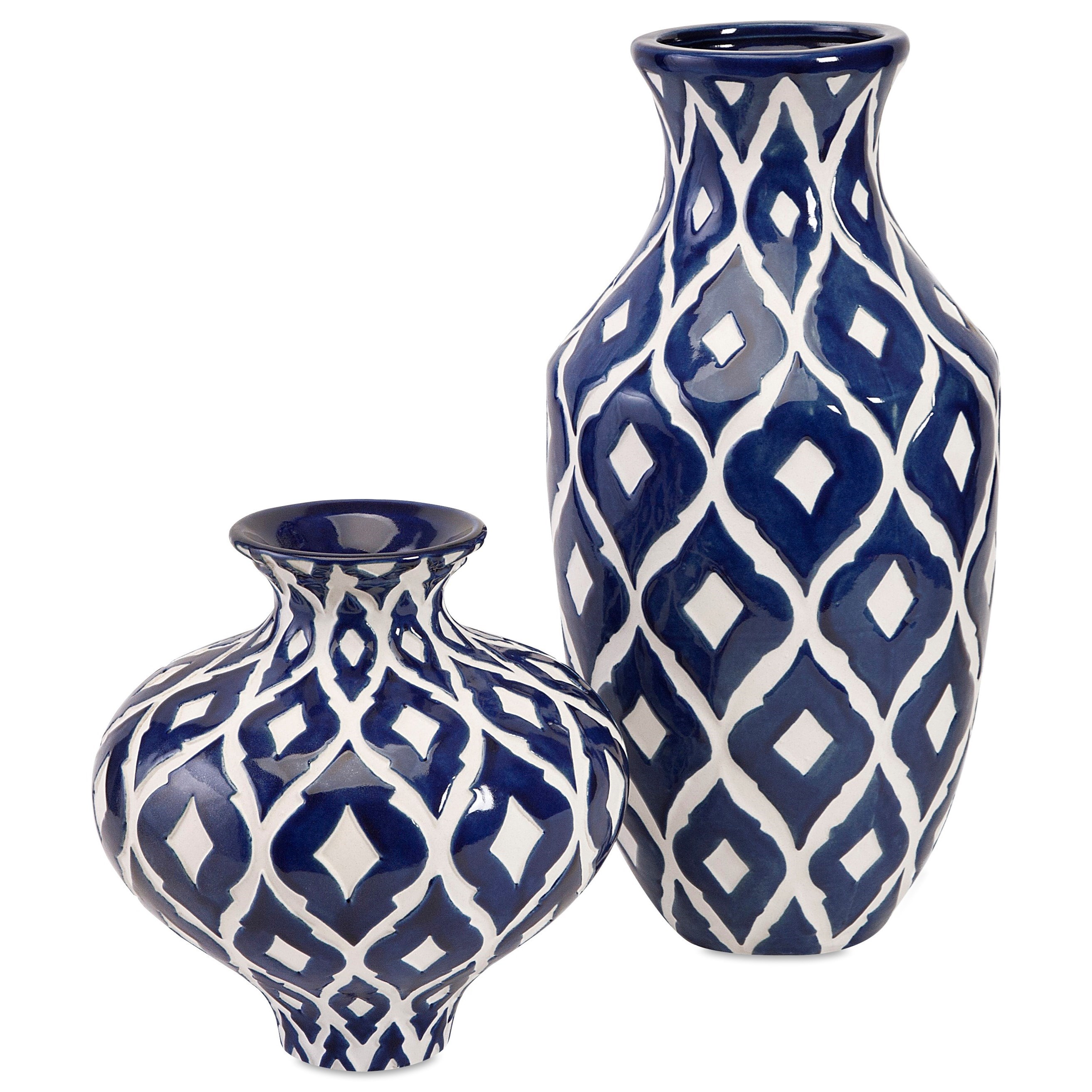Imax Worldwide Home Vases 89694 Maine Tall Blue And White Vase Corner Furniture Vases Urns