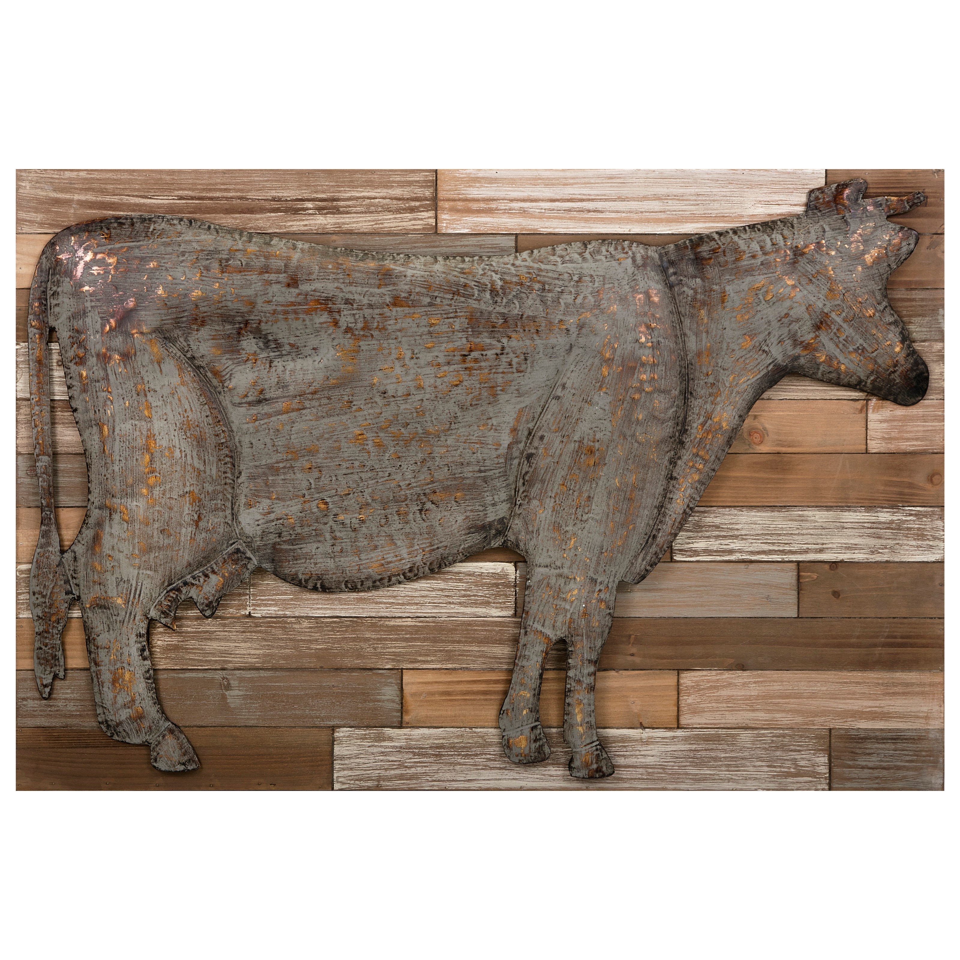 Imax Worldwide Home Wall Art 64434 Bell Metal Cow Wall Decor