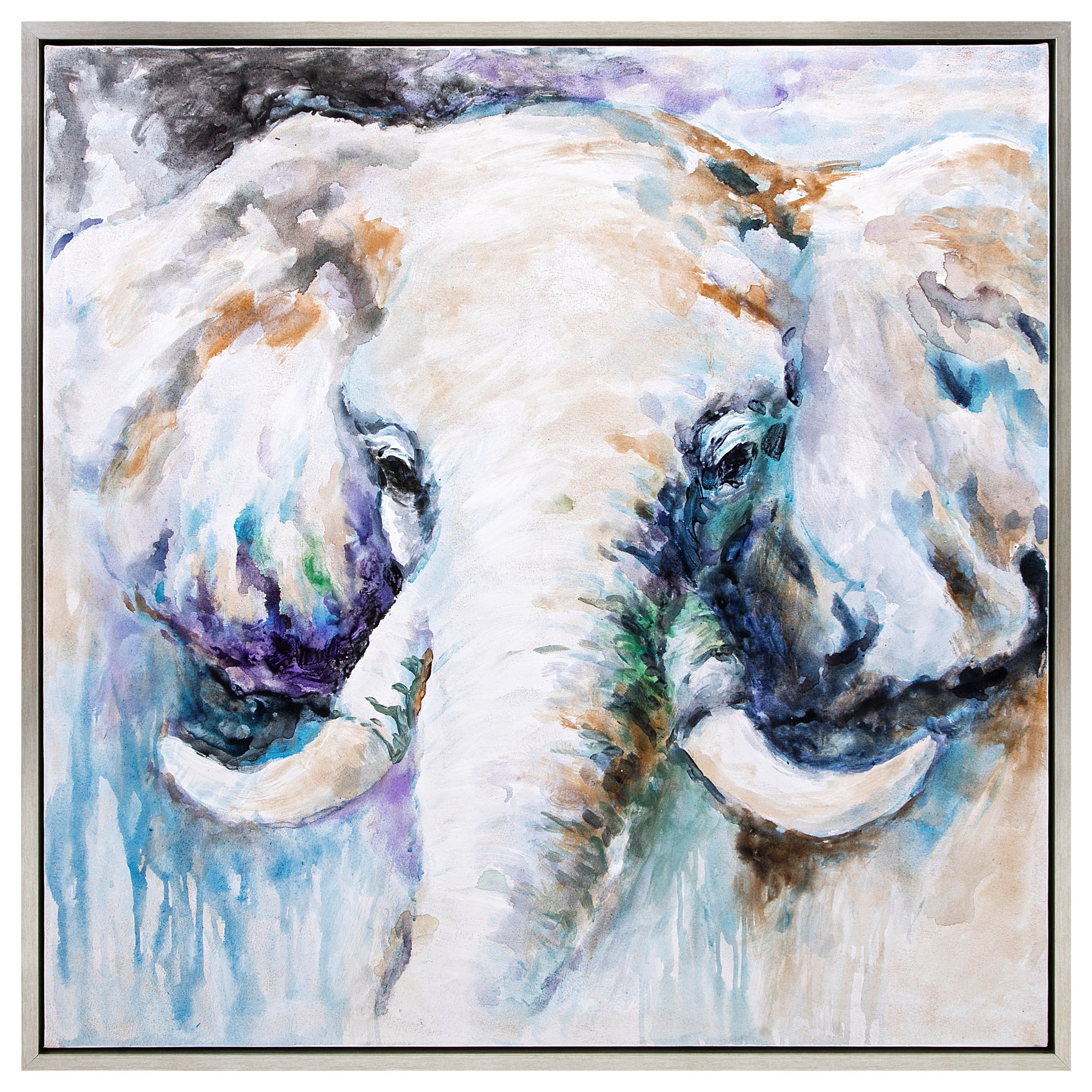 Imax Worldwide Home Wall Art Ashen Tusks Framed Oil Painting