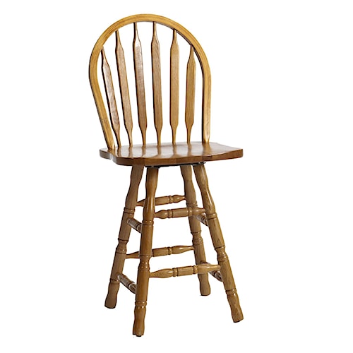 Intercon Clic Oak 24 Turned Leg Curved Arrow Back Swivel Bar Back Swivel Bar Stool Intercon Clic Oak 24
