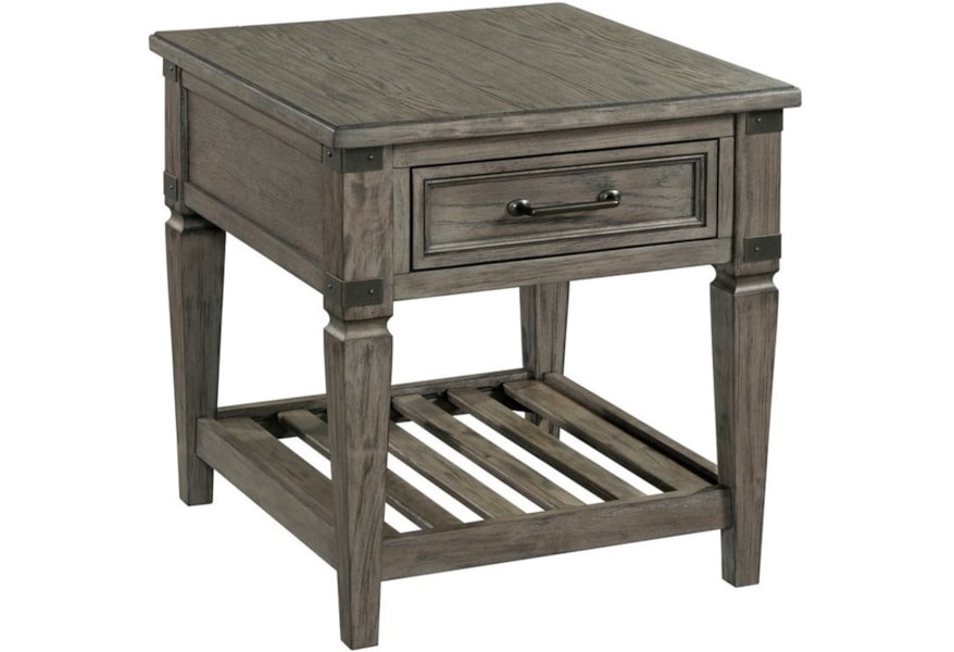 Foundry Relaxed Vintage End Table With Drawer And Lower Ladder Shelf Sadler S Home Furnishings End Tables