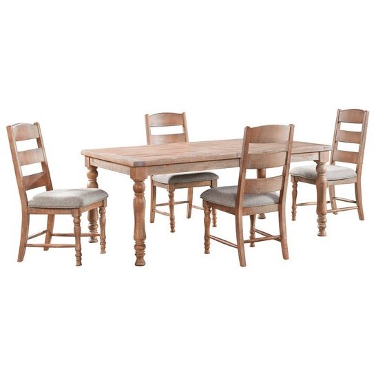 Relaxed Vintage 5-Piece Table and Chair Set with Self-Storing Leaf and Upholstered Seats