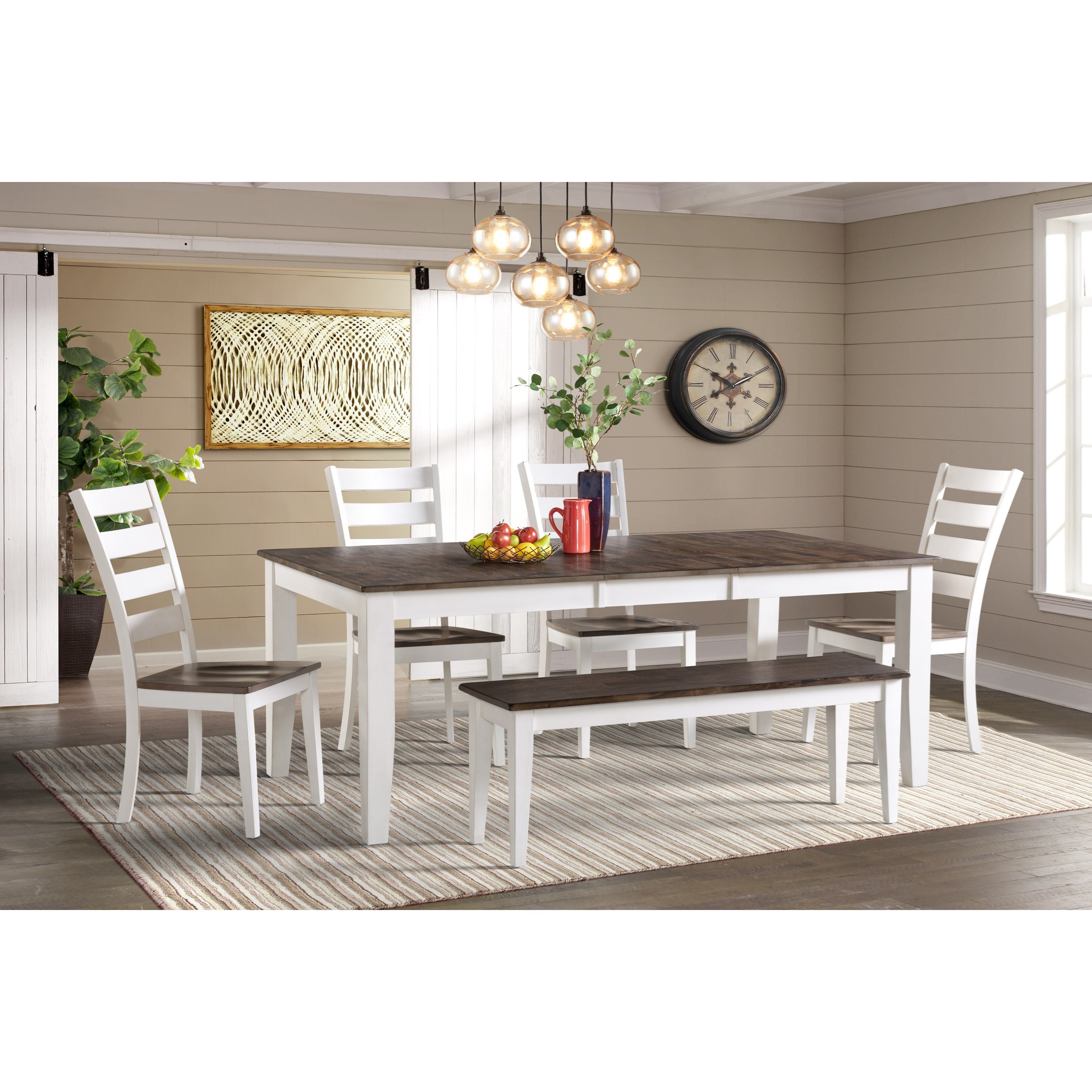 Intercon Kona Transitional 6 Piece Dining Room Set With Bench Rife S Home Furniture Table Chair Set With Bench