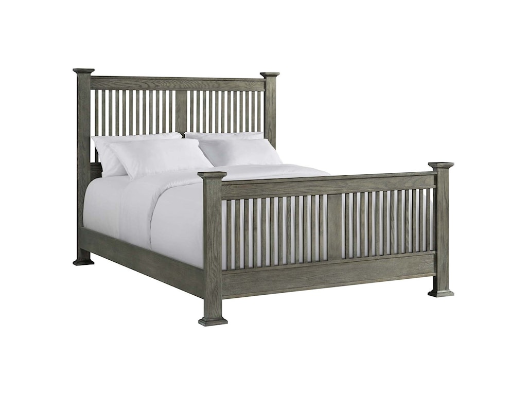 Intercon Oak Park Pewter Mission King Panel Bed With Slat Headboard And Footboard Wayside Furniture Panel Beds