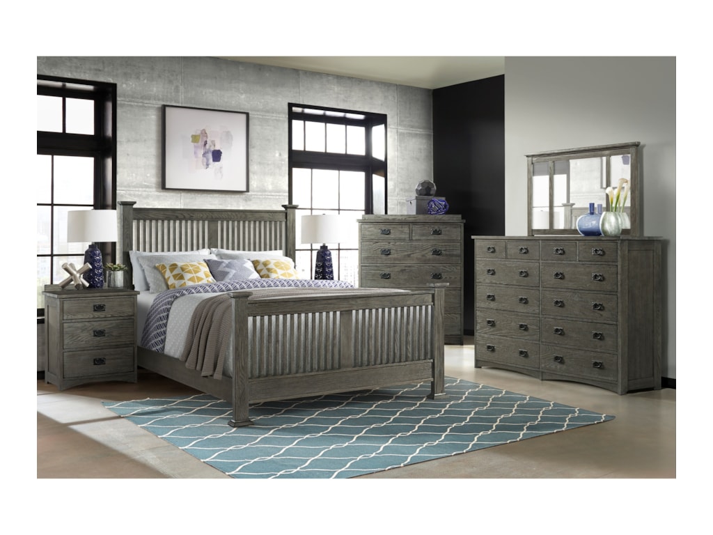 Intercon Oak Park PewterQueen Panel Bed