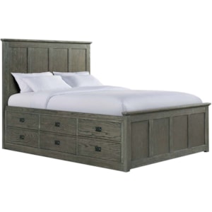 Intercon Oak Park Pewter Mission King Panel Bed With 9 Underbed