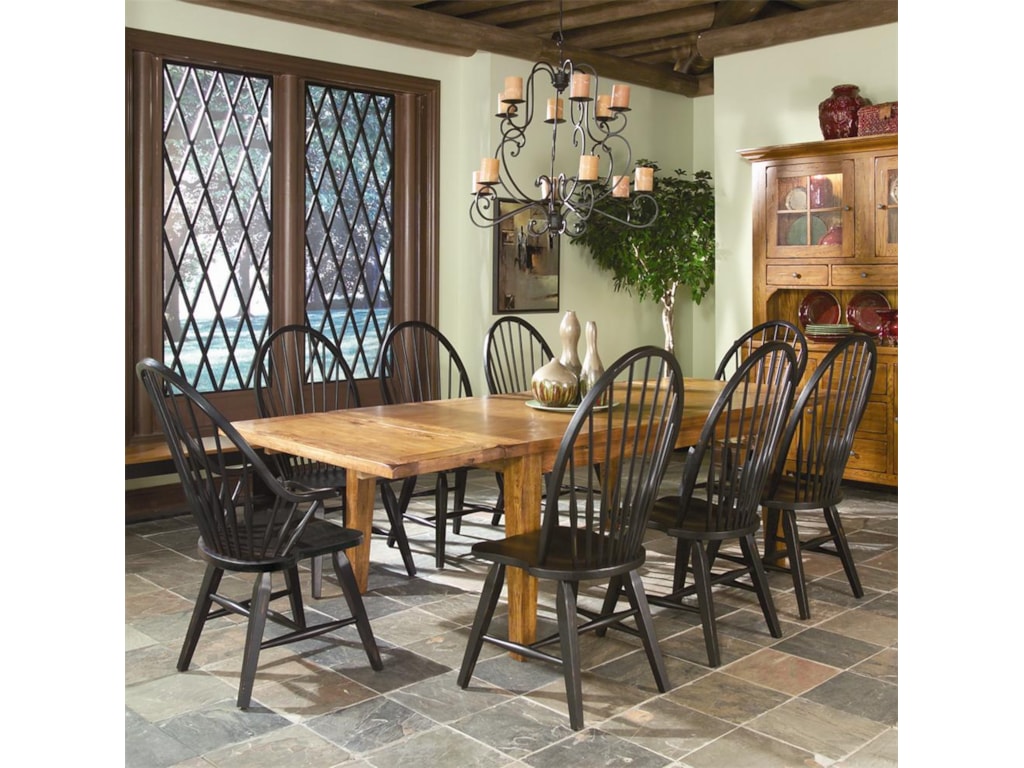 Intercon Rustic Traditions Dining Table w/4 Tapered Legs and Windsor ... Intercon Rustic Traditions Dining Table w/4 Tapered Legs and Windsor ...