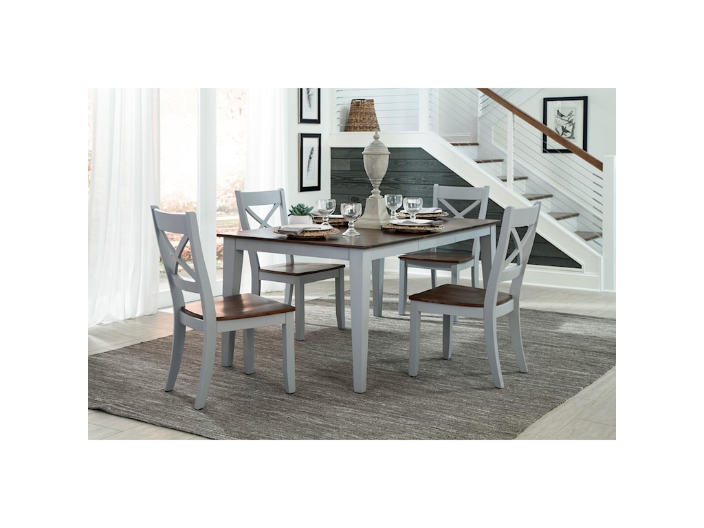 Intercon Small Space Two Tone Rectangular Dining Table With Self Storing Leaf Sheelys Furniture Appliance Dining Tables