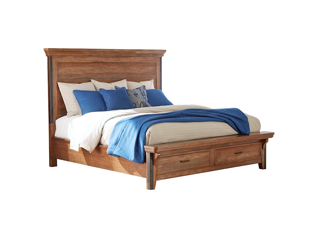 Intercon Taos Rustic Queen Panel Bed With Footboard Storage Wayside Furniture Platform Beds Low Profile Beds