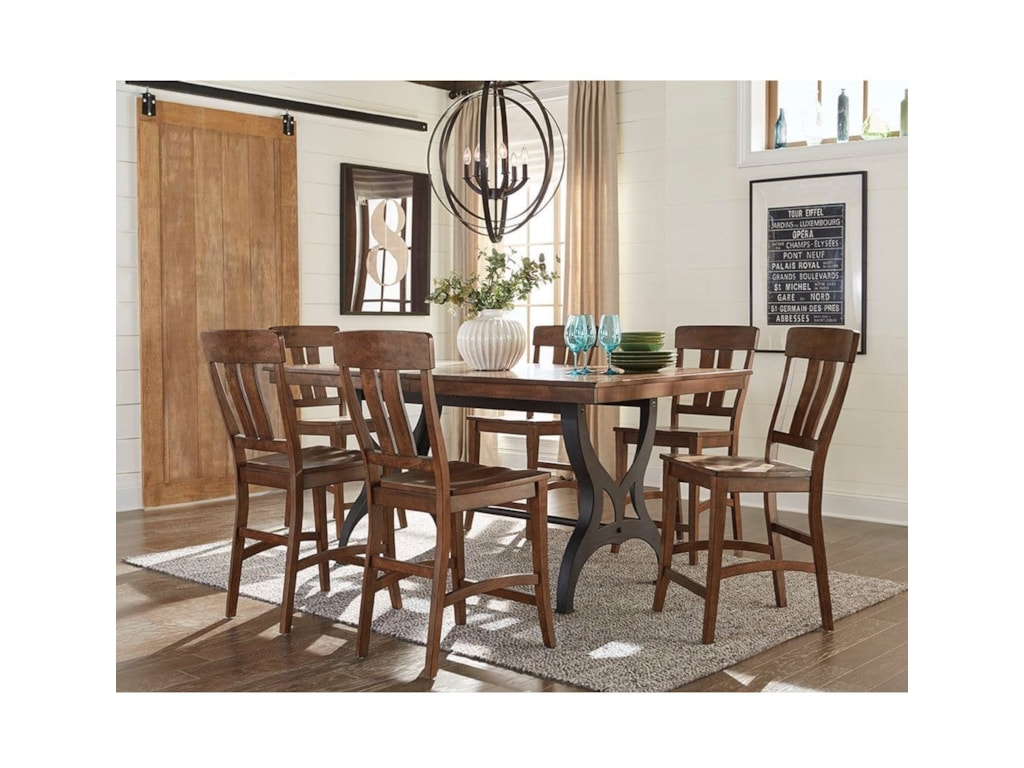 intercon the district 7 piece gathering table bar stool set with leaf old brick furniture dining 7 or more piece sets - Old Brick Dining Room Sets intercon the district 7 piece gathering table bar stool set with leaf old brick furniture dining 7 or more piece sets - Old Brick Dining Room Sets