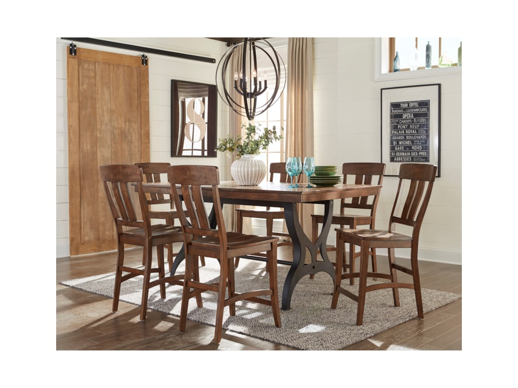 The District 7 Piece Gathering Table Bar Stool Set With Leaf By Intercon At Wayside Furniture