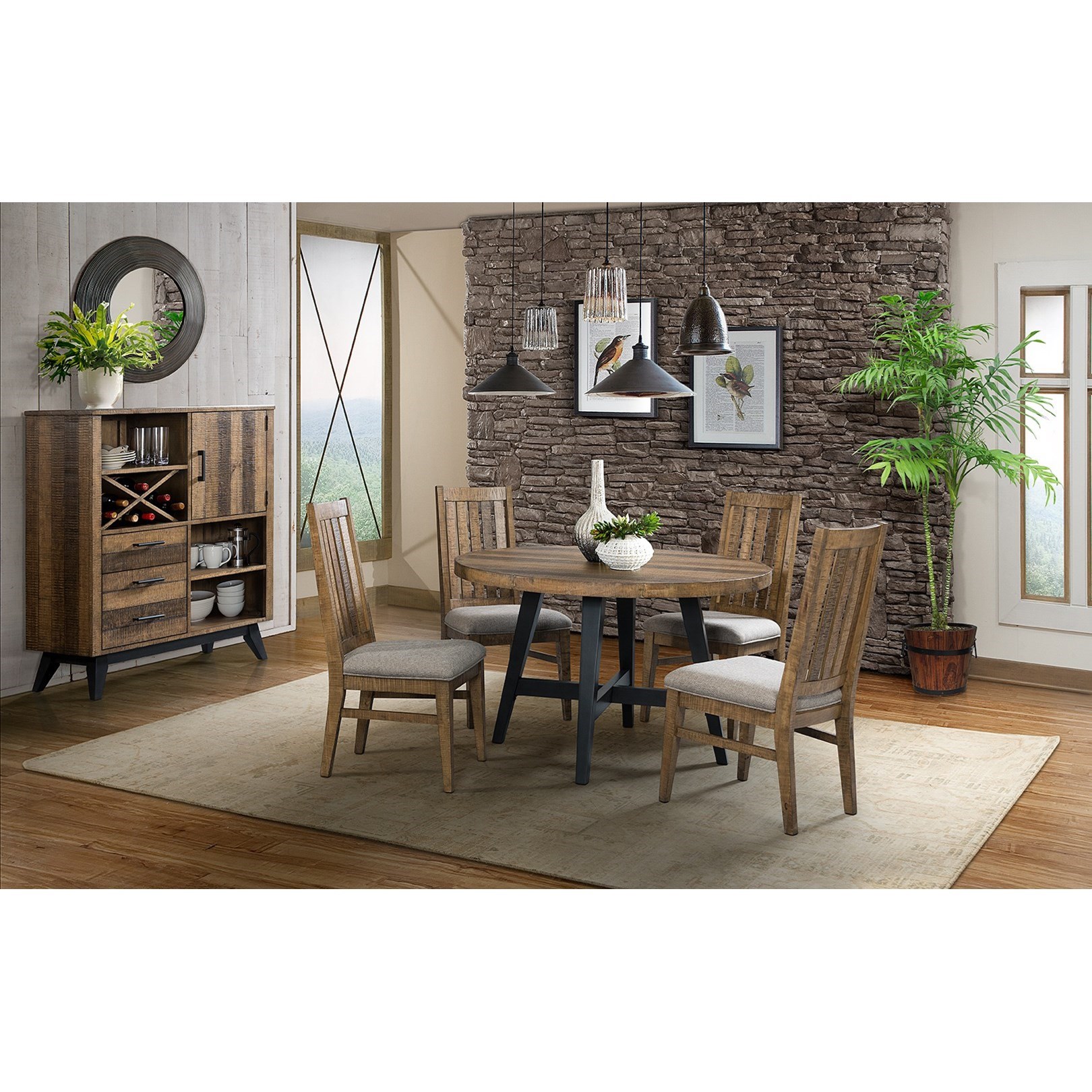 Vfm Signature Urban Rustic Rustic Bar Cabinet With Wine Bottle