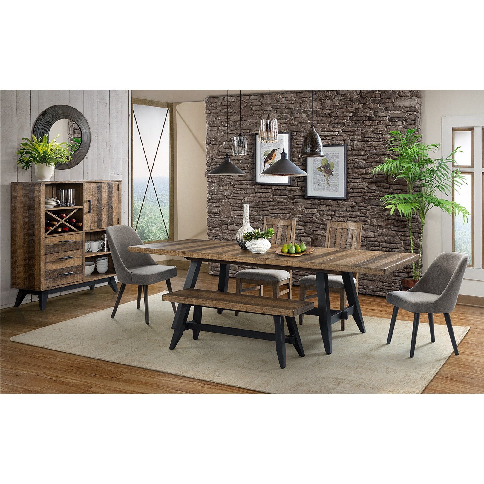 Intercon Urban Rustic Mid Century Modern Upholstered Side Chair Wayside Furniture Dining Side Chairs