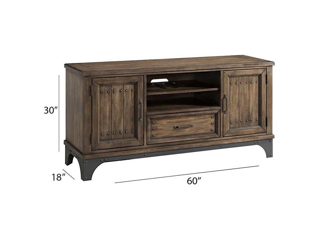 Intercon Whiskey River Rustic 60 Console With Shelving And