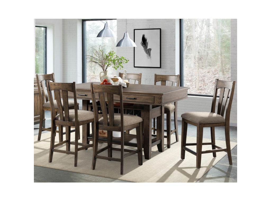 Intercon Whiskey River Rustic 7 Piece Counter Height Dining Set With Wine Storage Sheelys Furniture Appliance Pub Table And Stool Sets Intercon Whiskey River Rustic 7 Piece Counter Height Dining Set With Wine Storage Sheelys Furniture Appliance Pub Table And Stool Sets