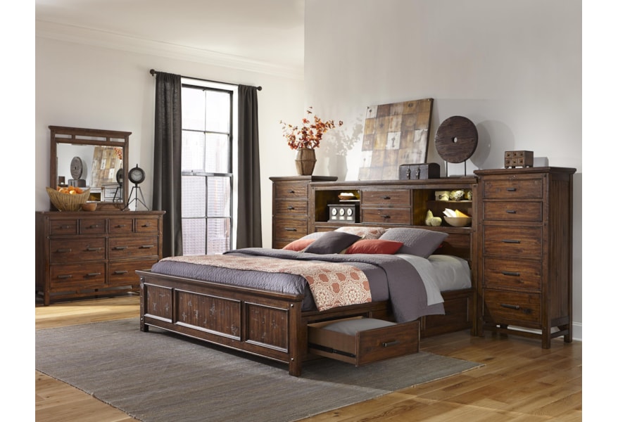 Intercon Wolf Creek King Bookcase Bed With Storage Rails Fisher