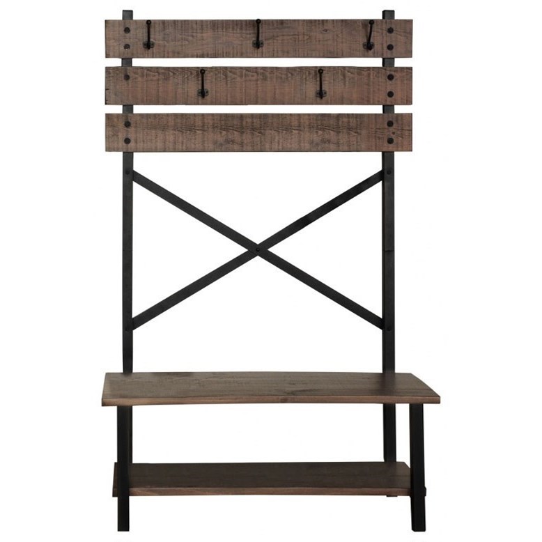 International Furniture Direct Pueblo Ifd359hall T Solid Pine Hall Tree With Seat And Storage Shelf Gill Brothers Furniture Hall Trees Coat Racks