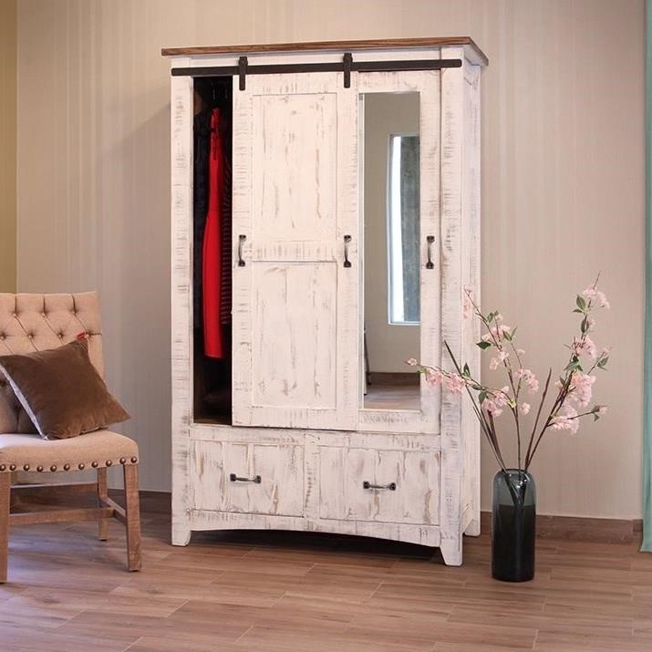 International Furniture Direct Pueblo 1318867 Armoire With Sliding Door And Mirror O Dunk O Bright Furniture Armoires