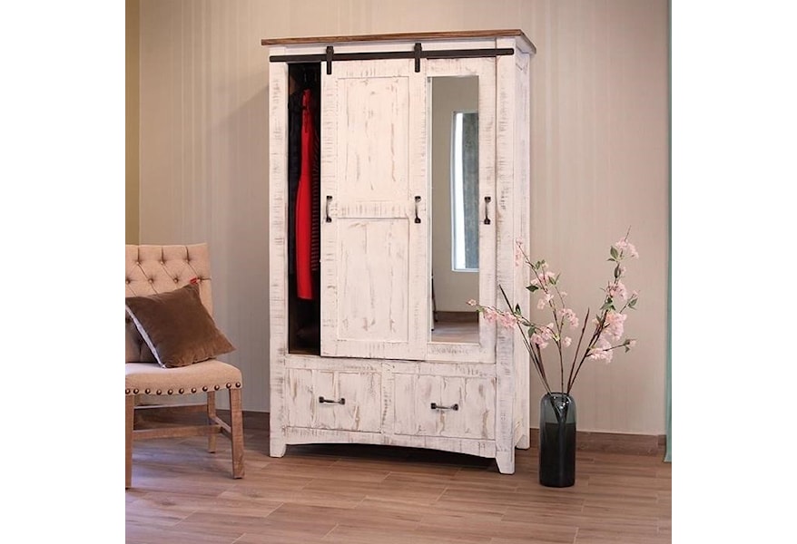 International Furniture Direct Pueblo 1318867 Armoire With Sliding Door And Mirror O Dunk O Bright Furniture Armoires