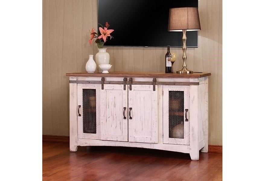 Mesa White 60 Tv Stand With Mesh Panel Doors Walker S Furniture