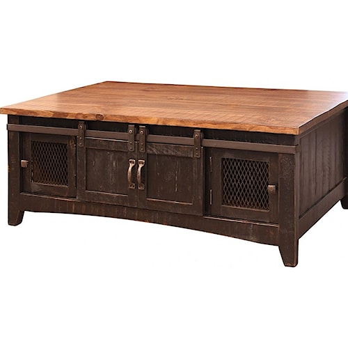 International Furniture Direct Pueblo Rustic Tail Table With International Furniture Direct Pueblo Rustic Tail Table With Mesh Panel Accents And Sliding Doors