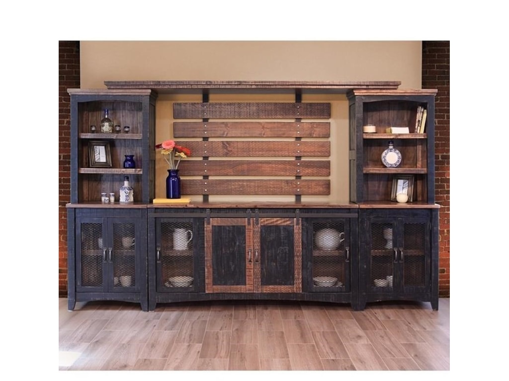 International Furniture Direct Pueblo Ifd370wallunit Wall Unit With Pueblo Wall Unit With Distressed Finish By International Furniture Direct