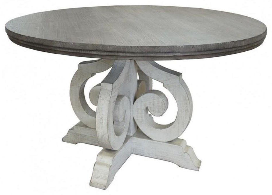 International Furniture Direct Stone 392446994 8 Piece Round Dining Room Table 6 Upholstered Ladder Back Side Chairs And Server Set Sam Levitz Furniture Dining 7 Or More Piece Sets